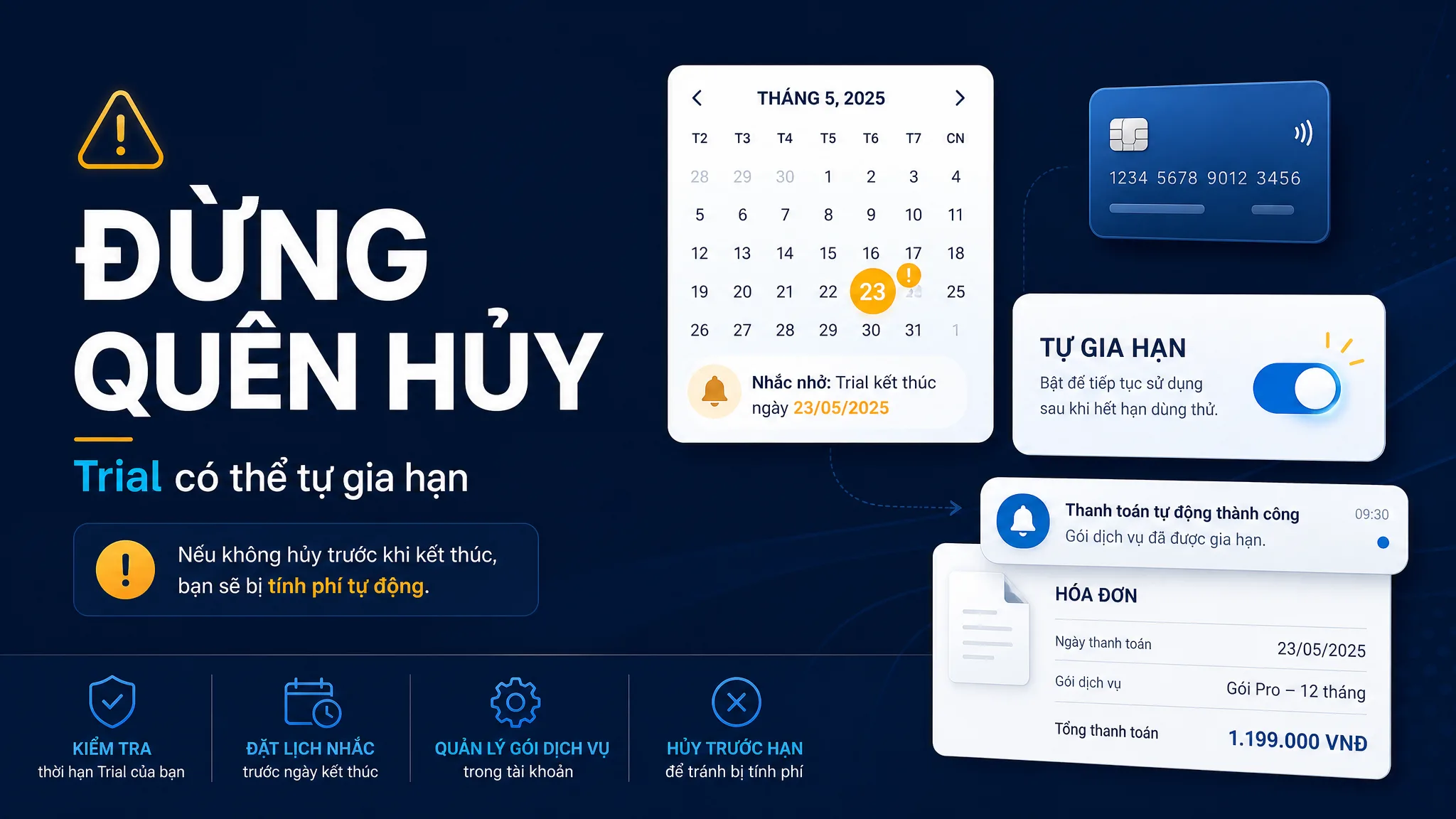 Ảnh nhắc người dùng hủy trial ChatGPT Plus trước khi tự động gia hạn nếu không muốn bị trừ phí.