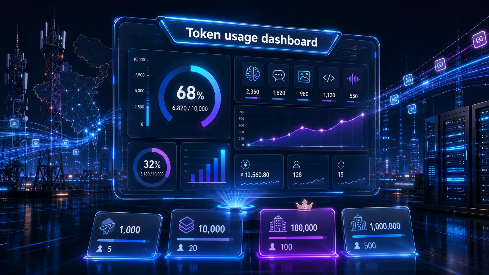 Token usage dashboard - gói cước token AI