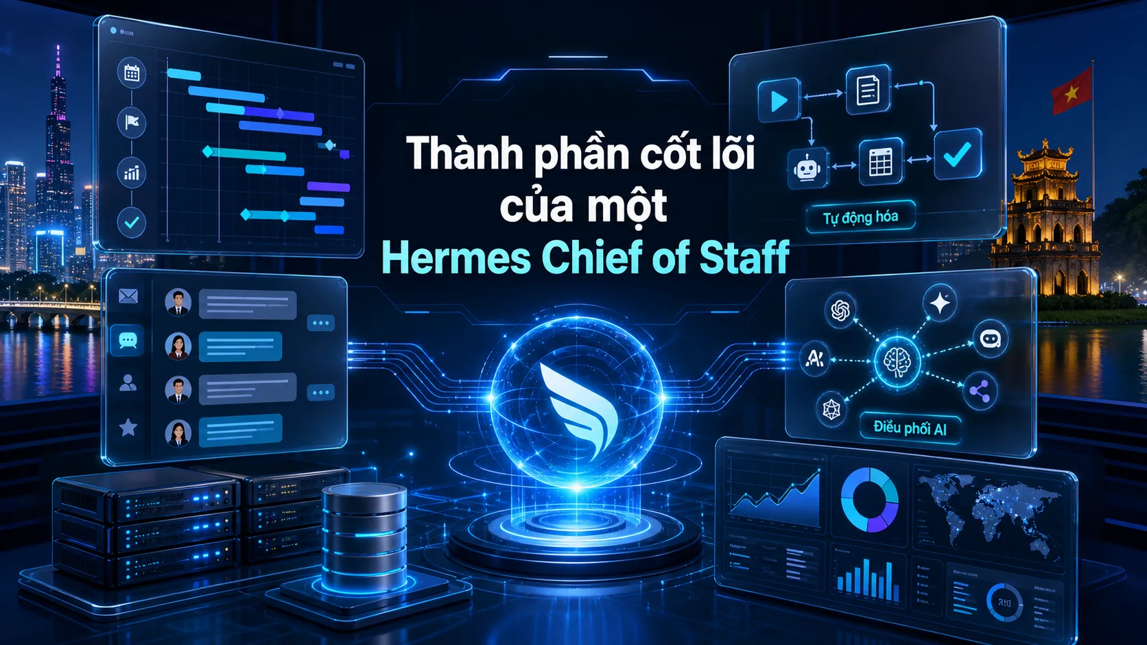 Thành phần cốt lõi của một Hermes Chief of Staff trong bài Xây dựng Hermes thành Chief of Staff AI cá nhân/doanh nghiệp