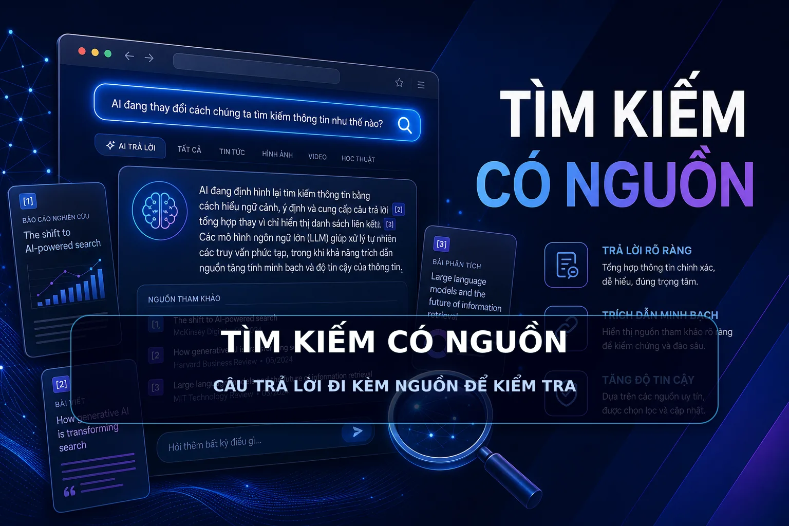 TÌM KIẾM CÓ NGUỒN - CÂU TRẢ LỜI ĐI KÈM NGUỒN ĐỂ KIỂM TRA