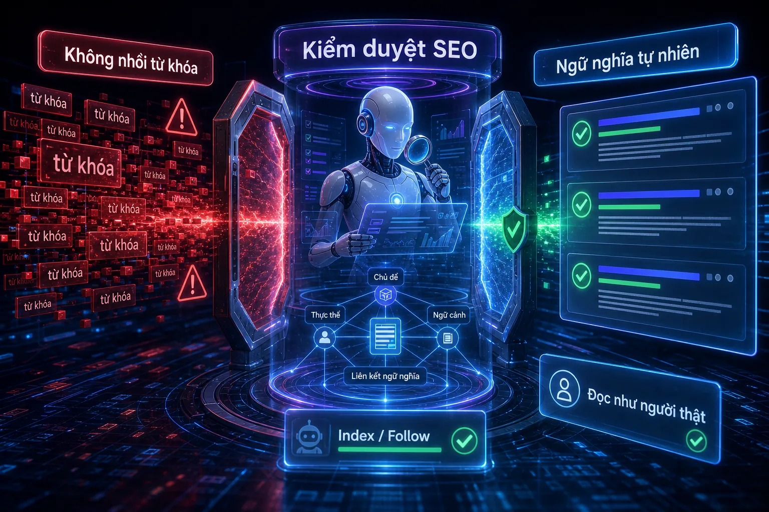 Kiểm duyệt SEO bằng AI để tránh nhồi từ khóa và giữ ngữ nghĩa tự nhiên