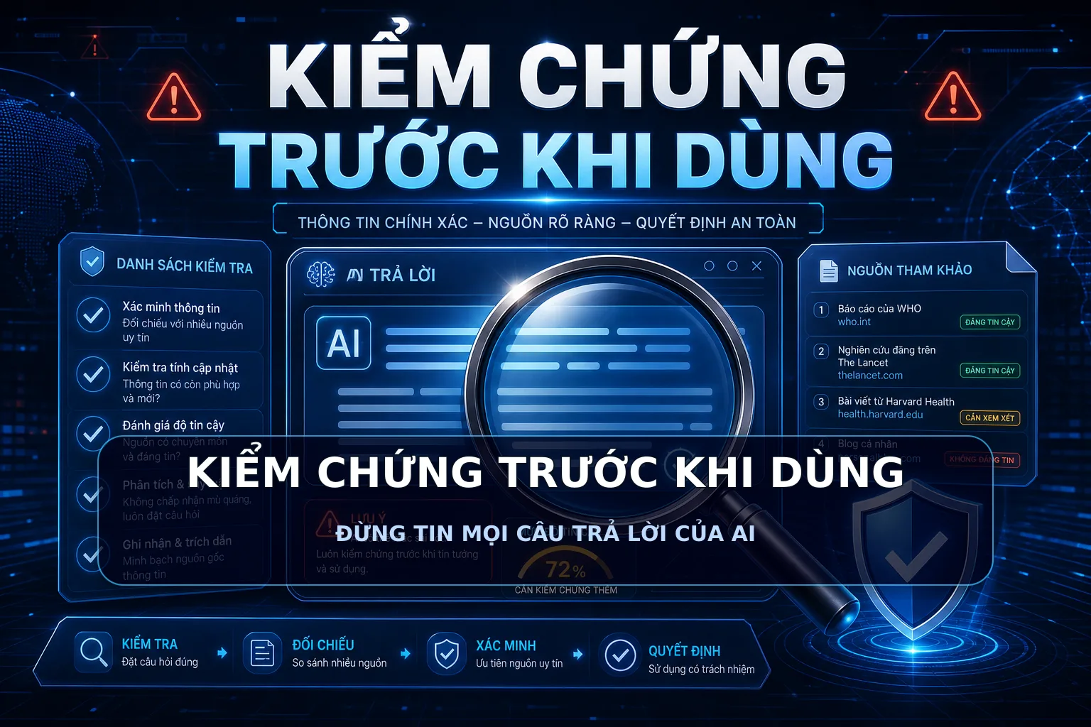 KIỂM CHỨNG TRƯỚC KHI DÙNG - ĐỪNG TIN MỌI CÂU TRẢ LỜI CỦA AI