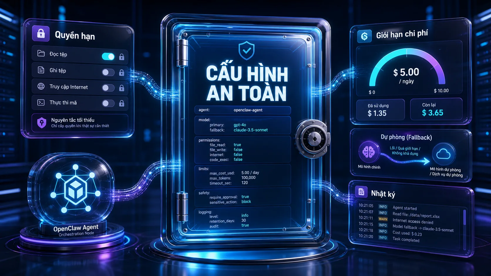 CẤU HÌNH AN TOÀN - Cấu hình mẫu cho một agent OpenClaw an toàn trong hướng dẫn OpenClaw