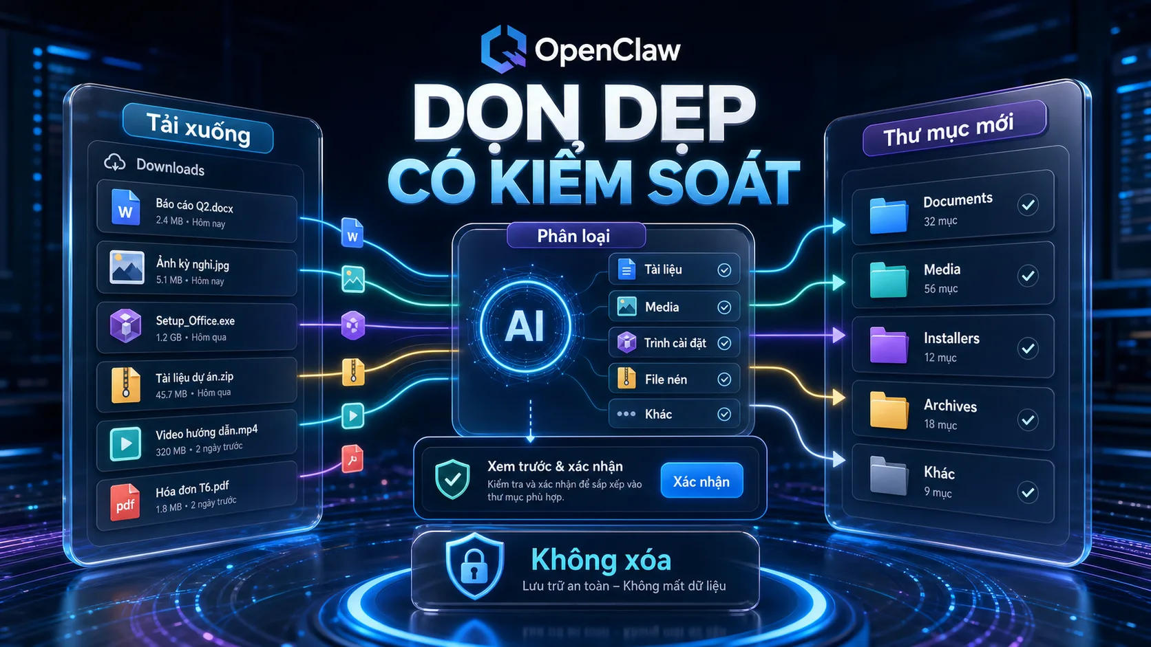 DỌN DẸP CÓ KIỂM SOÁT - Dọn dẹp file thừa và tổ chức lại thư mục trong hướng dẫn OpenClaw