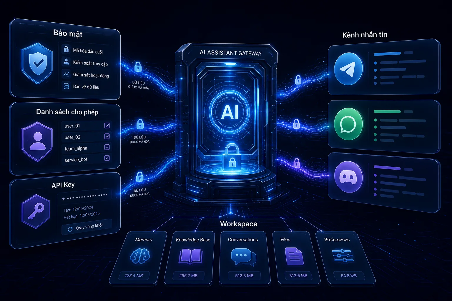 Bảo mật API key, allowlist và kênh nhắn tin trong OpenClaw