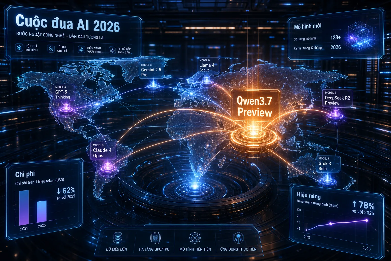 Qwen3.7 Preview trong bối cảnh cạnh tranh mô hình AI toàn cầu năm 2026