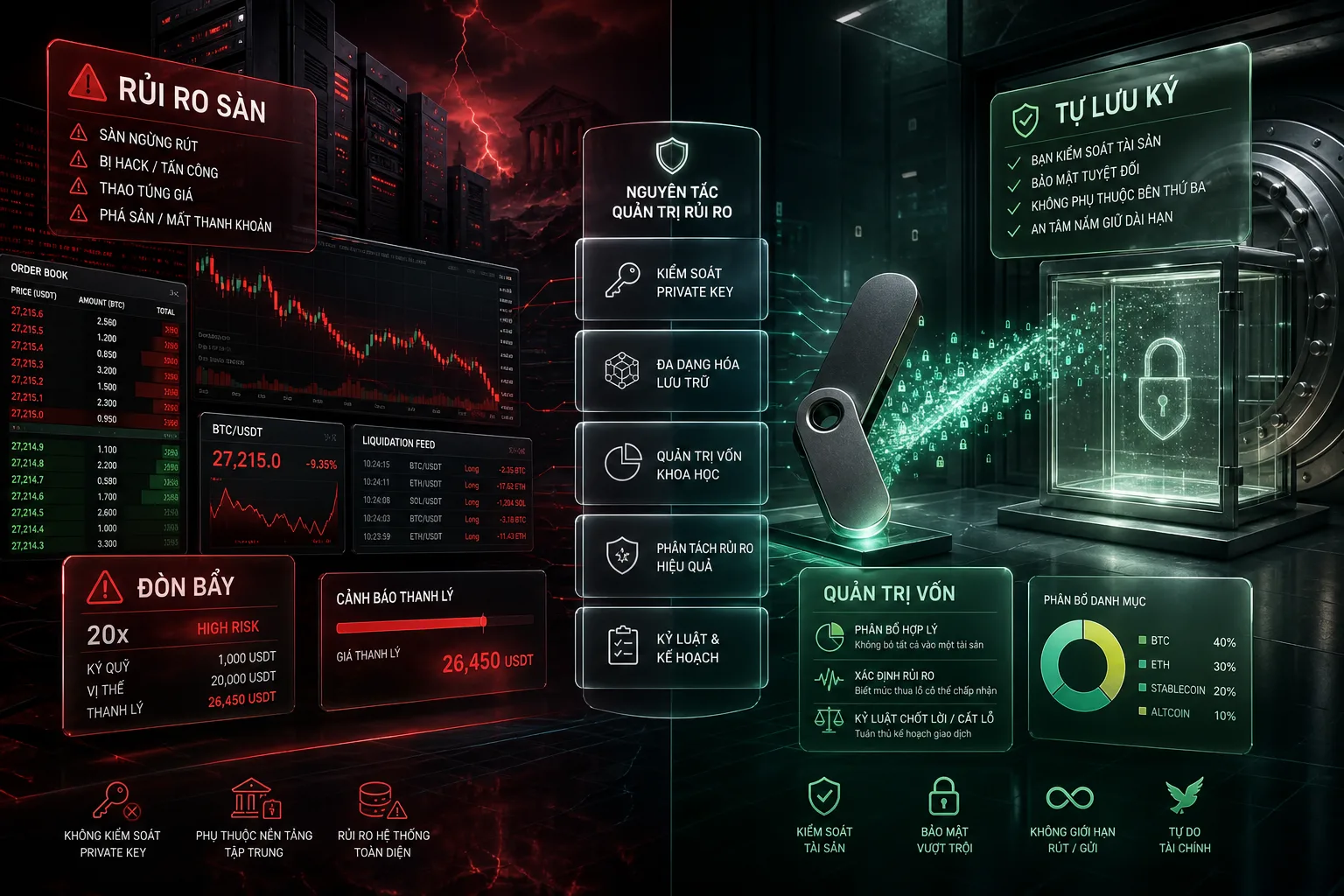 Rủi ro sàn tập trung và tự lưu ký crypto