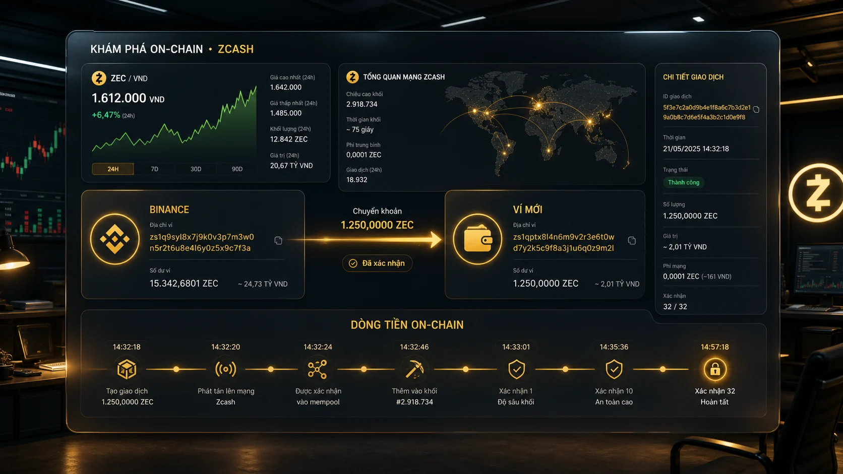 Ví mới rút 7,96 triệu USD ZEC khỏi Binance: tín hiệu cá voi hay chỉ là chuyển ví?