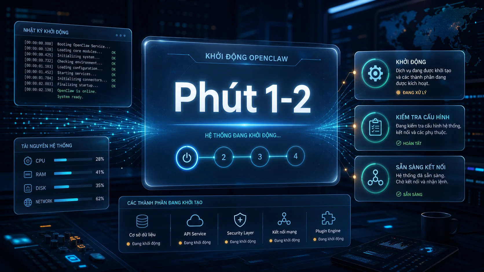 Phút 1-2 trong bài 10 phút đầu tiên với OpenClaw: gửi tin nhắn và cấu hình cơ bản