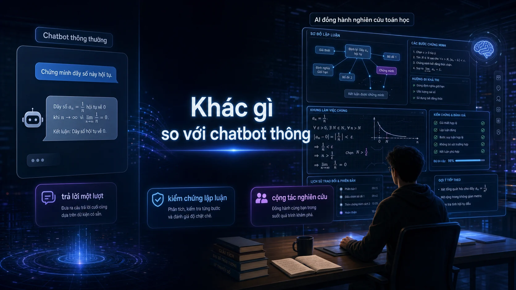 Khác gì so với chatbot thông trong bài AI co-mathematician của Google: khi AI bắt đầu làm việc như một cộng sự nghiên cứu