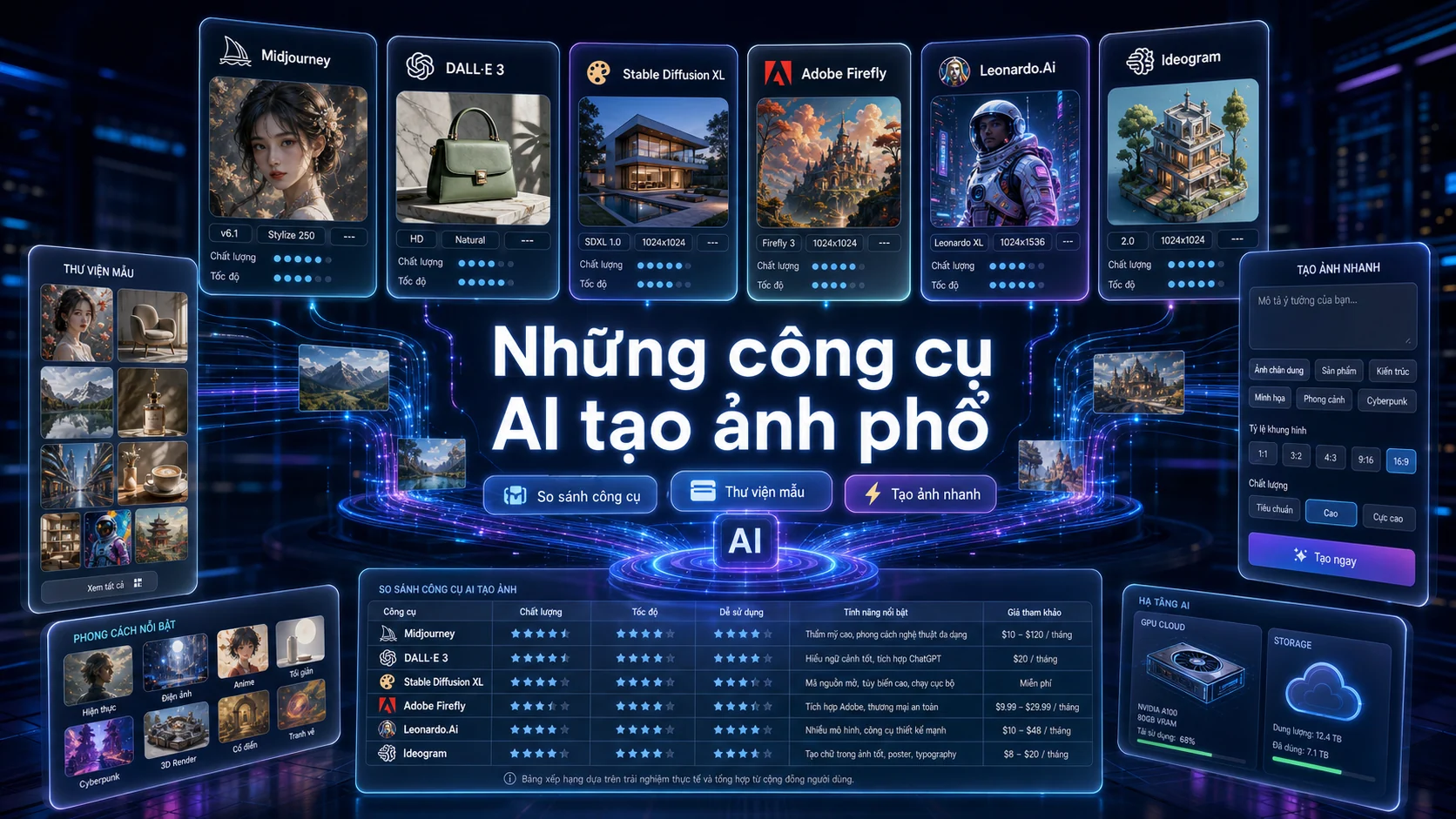 Những công cụ AI tạo ảnh phổ trong bài AI image generator là gì? Cách tạo ảnh bằng AI cho người mới
