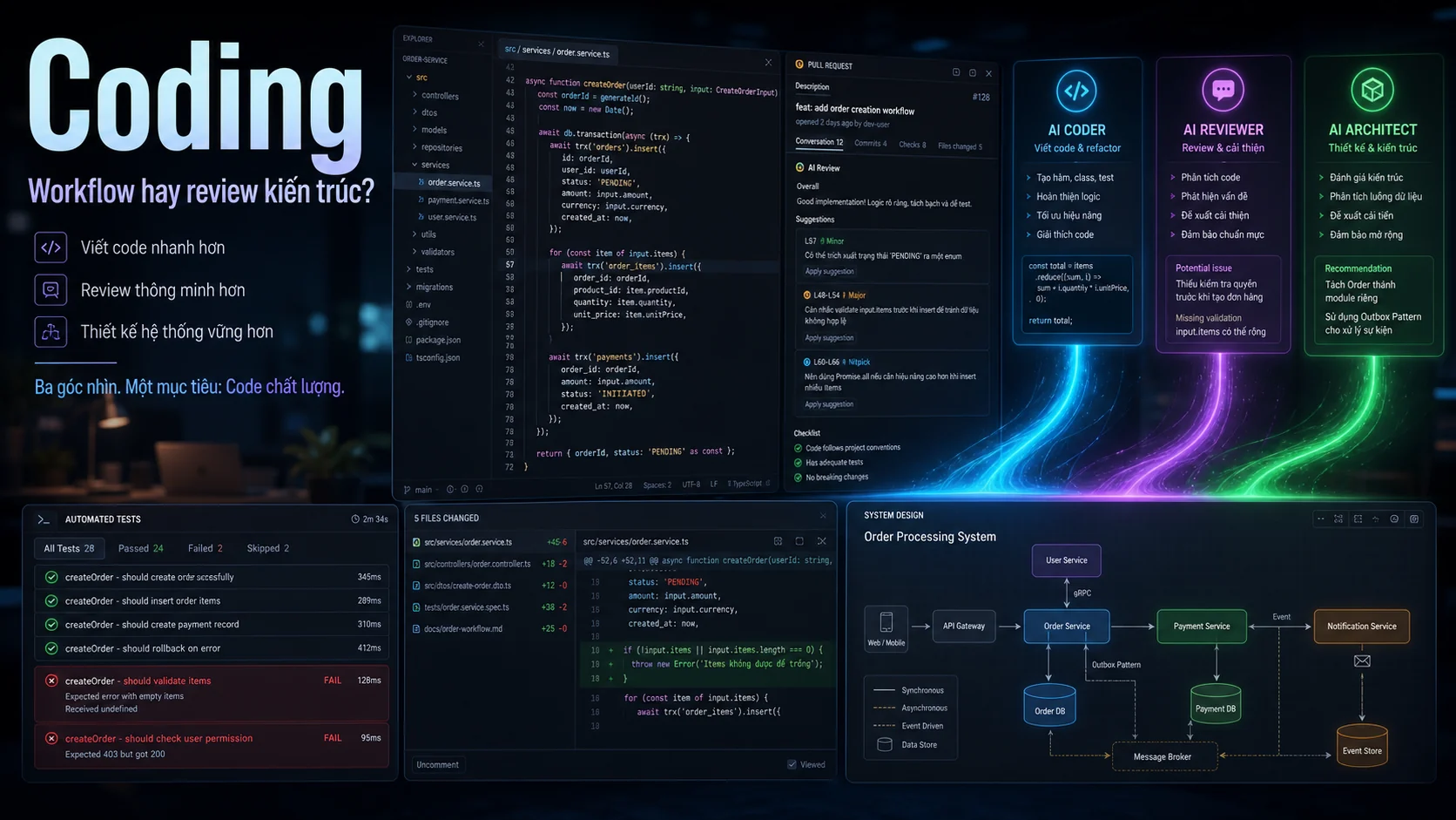 Coding - Workflow hay review kiến trúc trong bài so sánh AI model