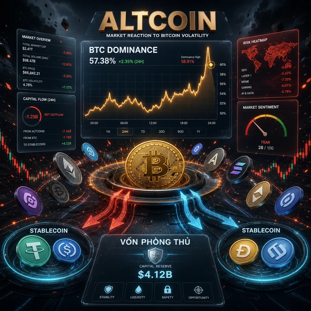 Altcoin phản ứng khi Bitcoin biến động mạnh