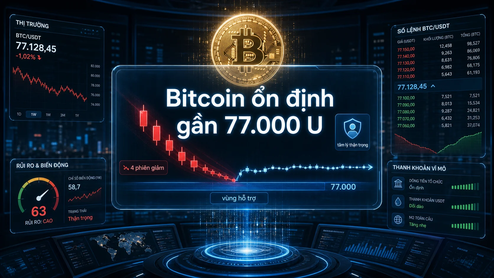 Bitcoin ổn định gần 77.000 U trong bài Bitcoin ổn định gần 77.000 USD sau bốn phiên giảm liên tiếp