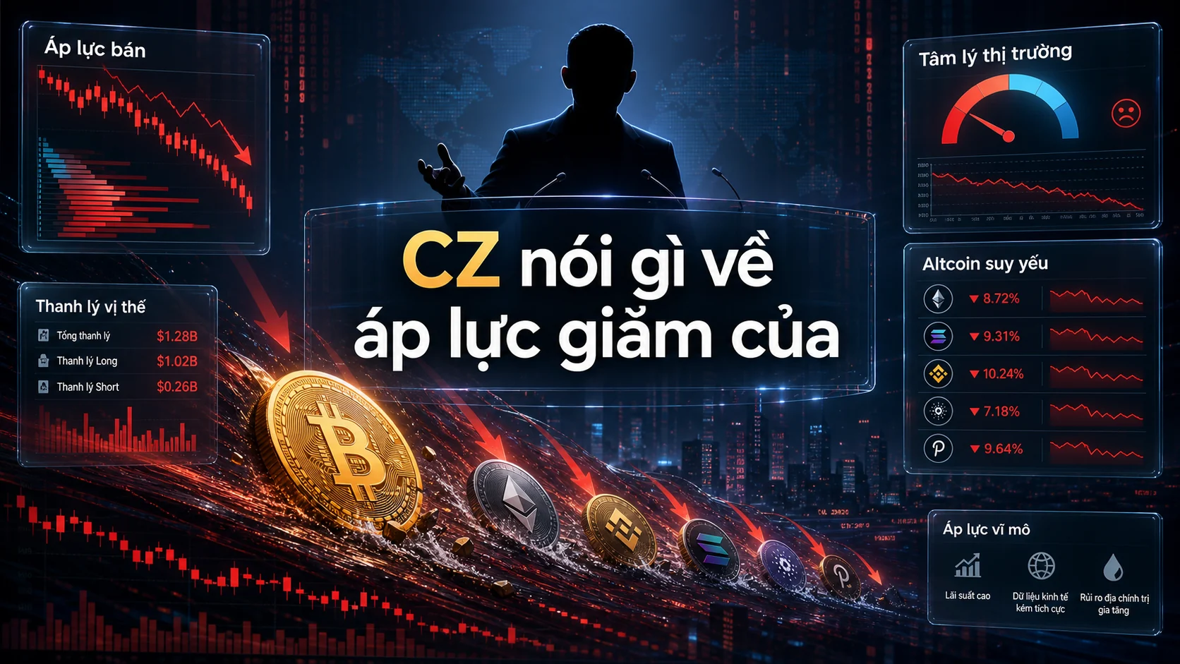 CZ nói gì về áp lực giảm của trong bài Bitcoin và altcoin giảm: CZ nói gì, dữ liệu thị trường cho thấy gì?