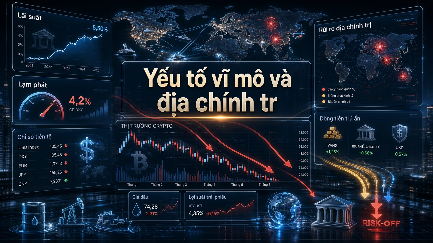 Yếu tố vĩ mô và địa chính tr trong bài Bitcoin và altcoin giảm: CZ nói gì, dữ liệu thị trường cho thấy gì?