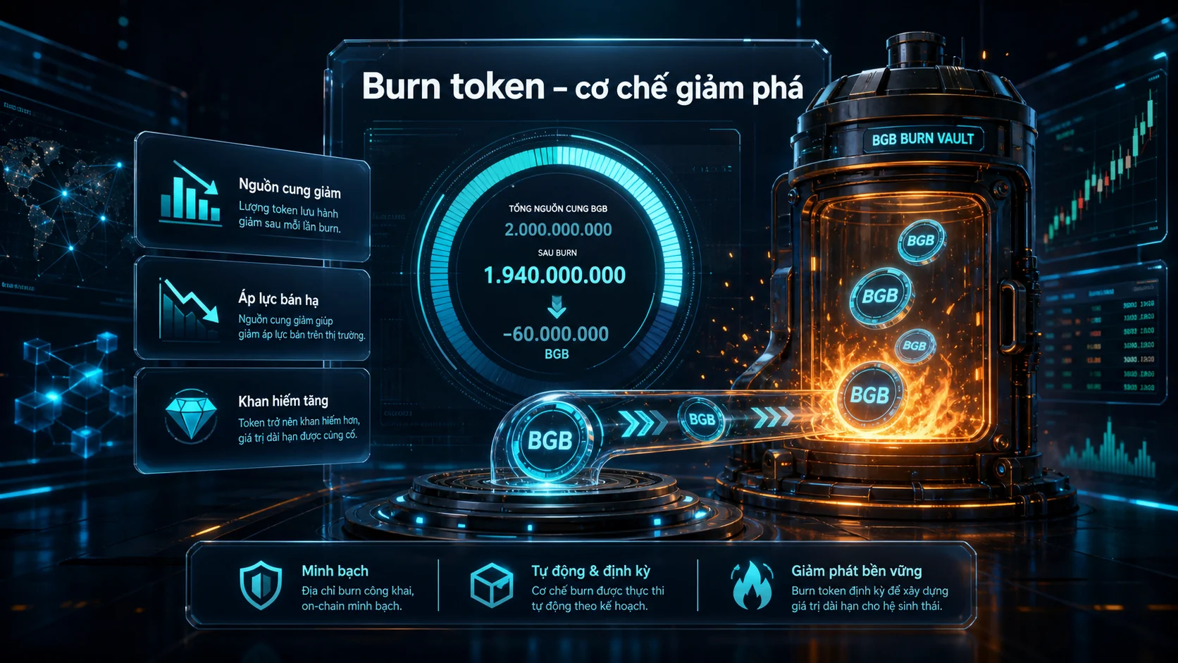 Burn token – cơ chế giảm phá trong bài Bitget burn 60 triệu BGB – Tín hiệu tích cực cho thị trường