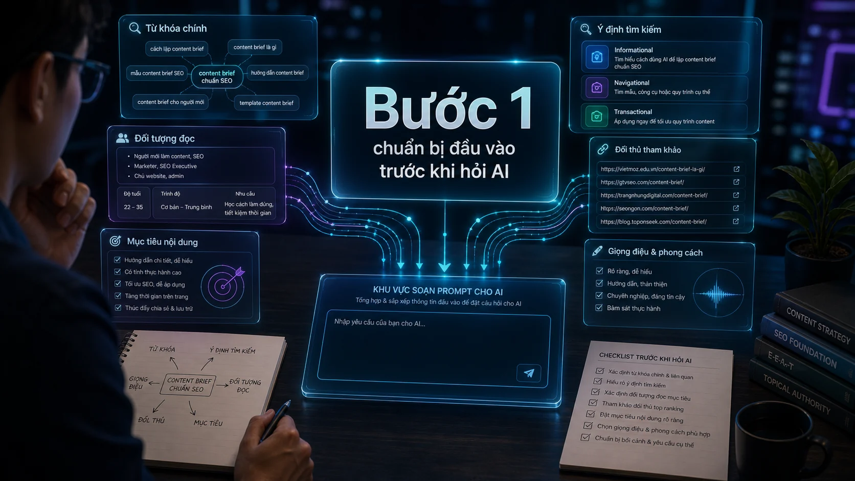 Bước 1 trong bài Cách dùng AI để lập content brief chuẩn SEO cho người mới