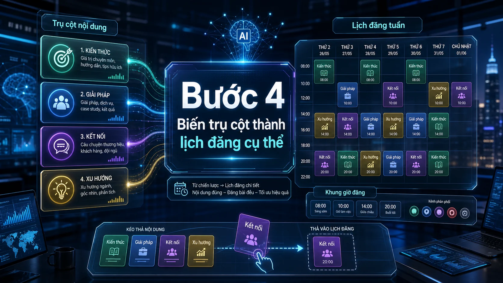 Bước 4 trong bài Cách dùng AI để xây dựng kế hoạch nội dung mạng xã hội