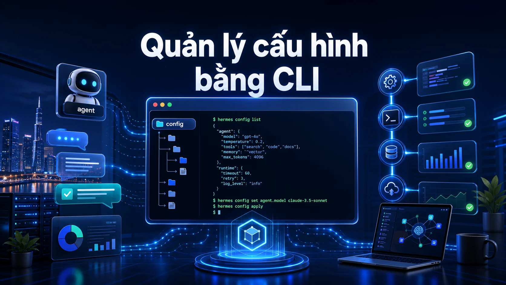 Quản lý cấu hình bằng CLI trong bài Cách sử dụng Hermes CLI hằng ngày cho công việc AI Agent