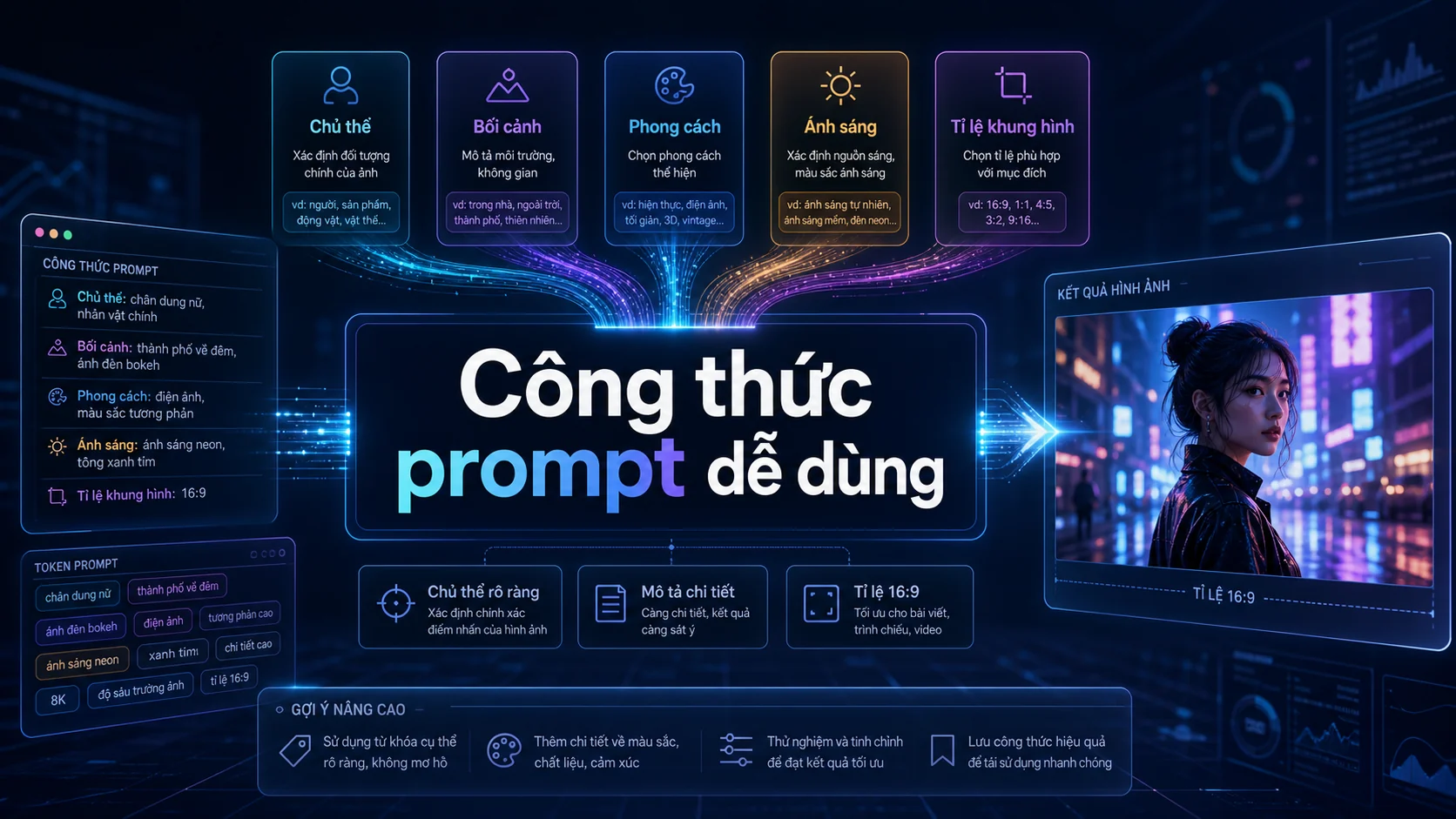 Công thức prompt dễ dùng trong bài Cách viết prompt tạo ảnh AI đẹp, đúng ý và dùng được cho bài viết SEO