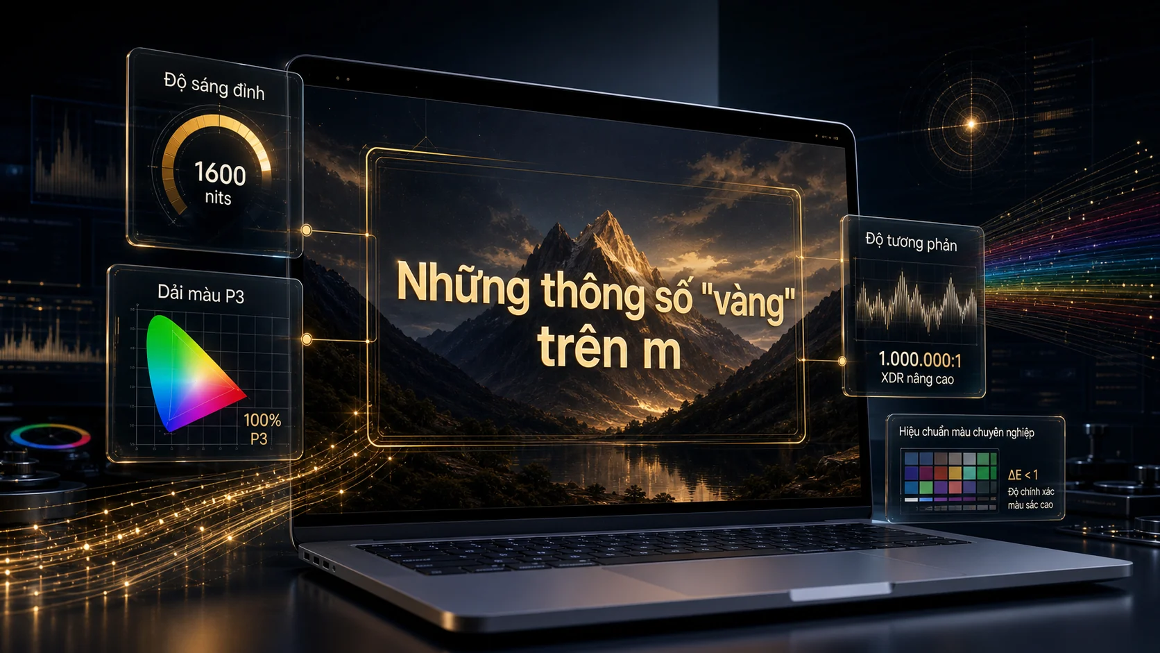 Những thông số "vàng" trên m trong bài Đánh giá màn hình đồ họa MacBook 2026 | MacBook Pro M5 có đáng mua?