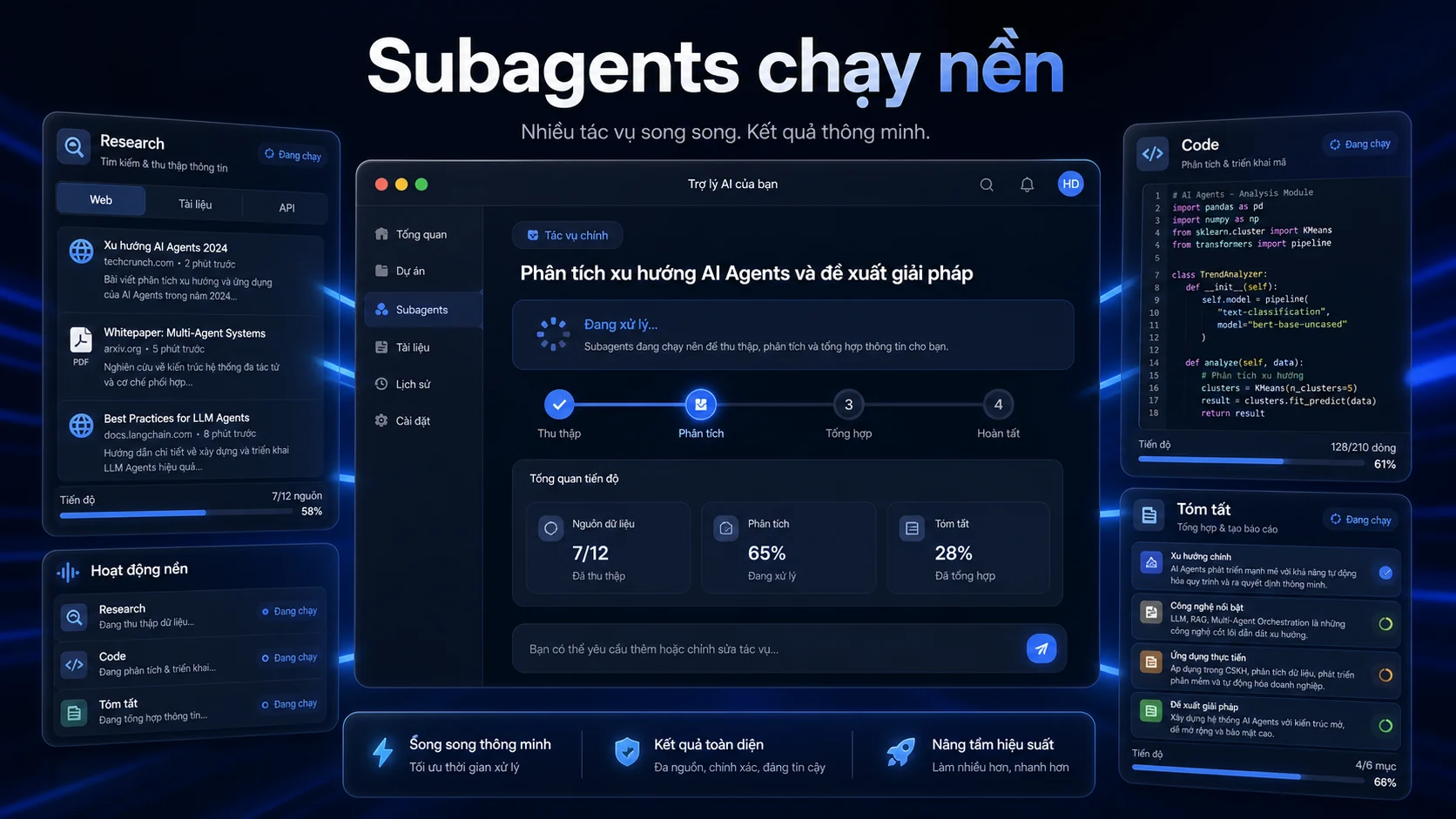 Background subagents trong Hermes Agent 0.17 xử lý research, code và tóm tắt song song khi người dùng tiếp tục làm việc