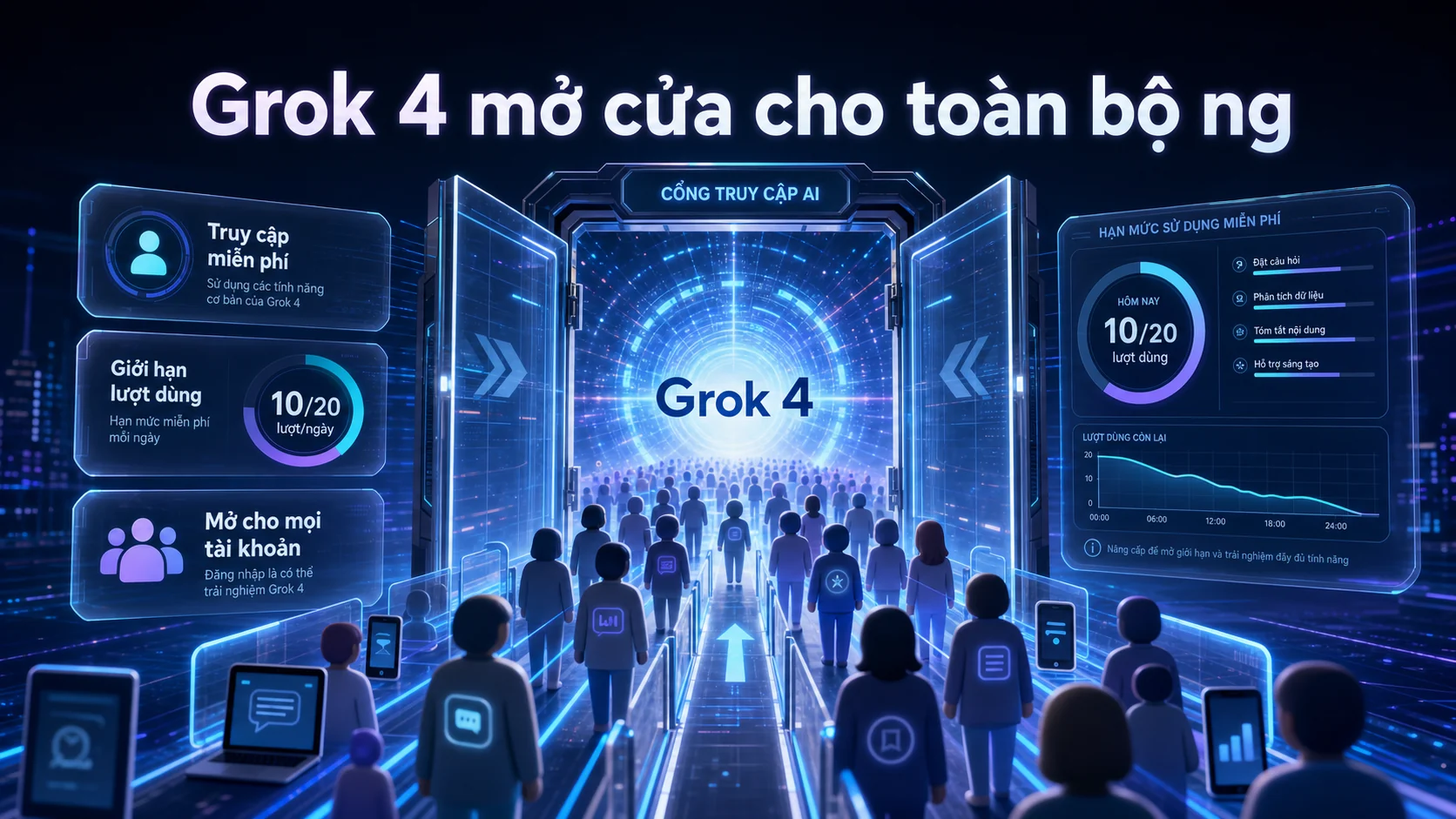 Grok 4 mở cửa cho toàn bộ ng trong bài Grok 4 miễn phí — nhưng có giới hạn