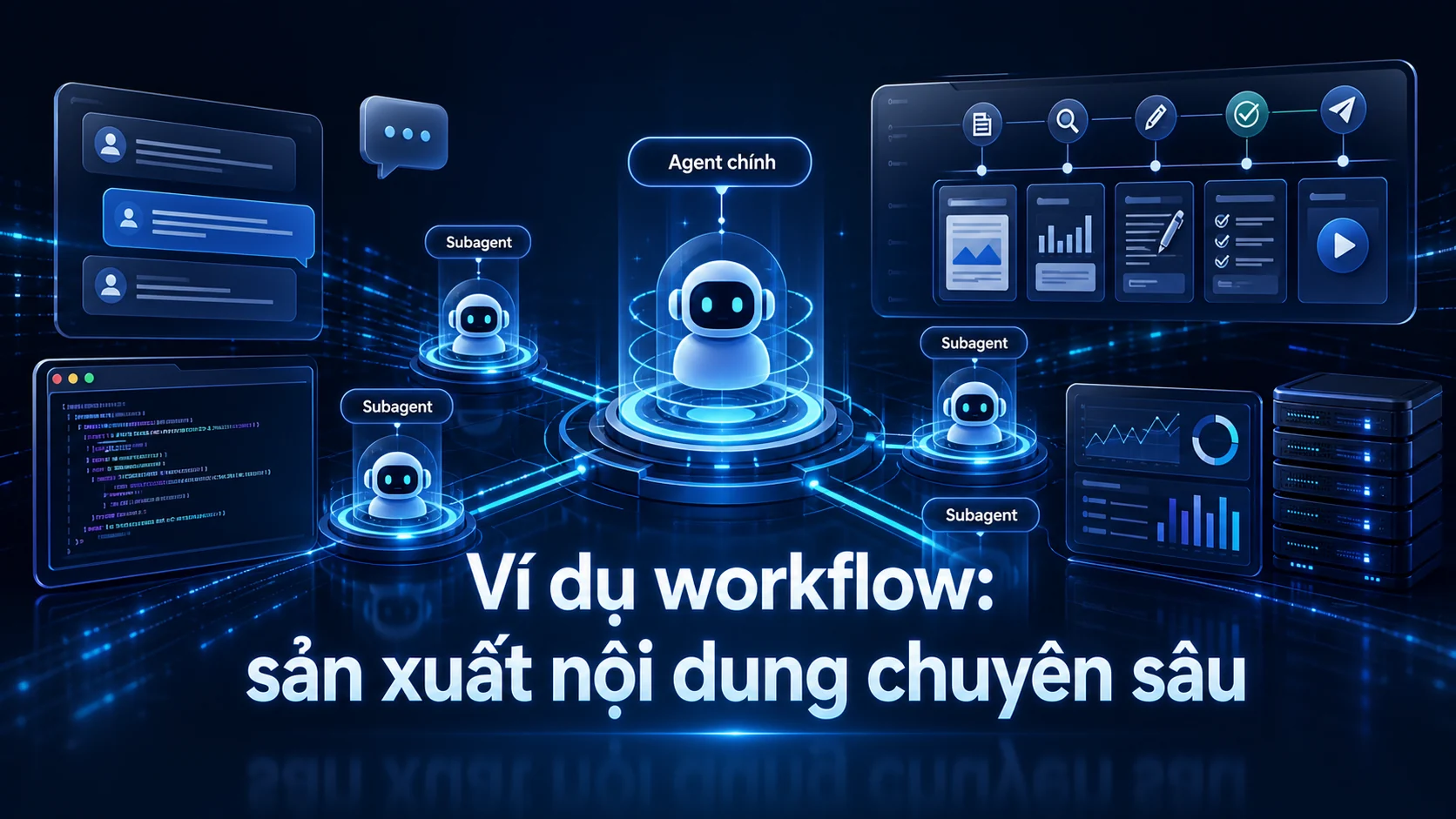 Ví dụ workflow: sản xuất nội dung chuyên sâu trong bài Hermes Subagents và Delegation: chia việc cho AI Agent