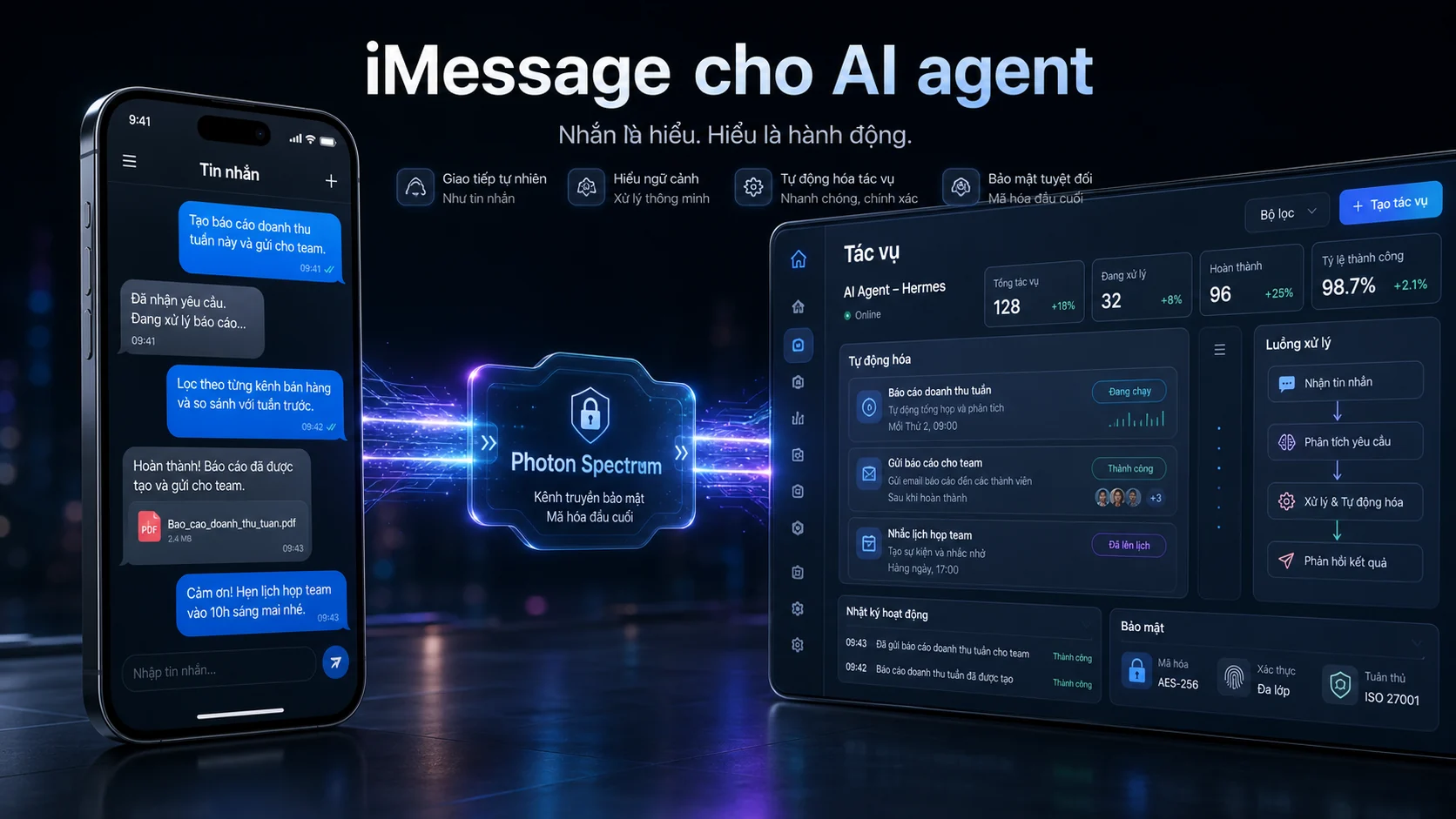 Hermes Agent 0.17 kết nối iMessage qua Photon Spectrum để nhận và xử lý tác vụ từ tin nhắn