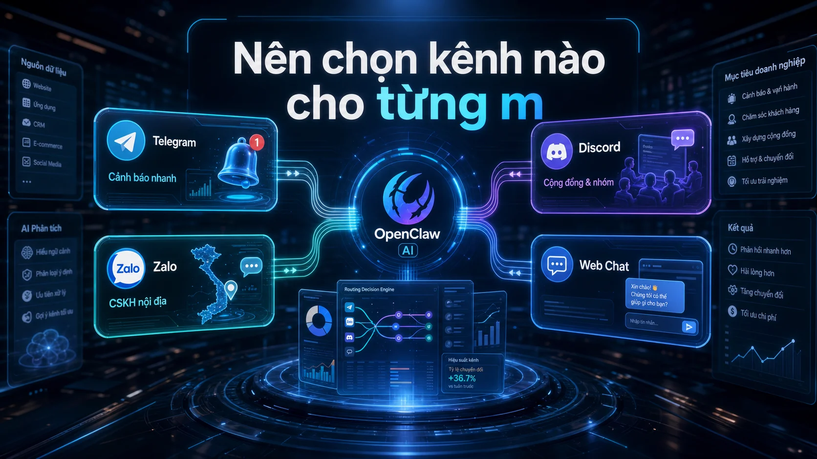 Nên chọn kênh nào cho từng m trong bài Kết nối OpenClaw với Telegram, Zalo, Discord và Web Chat