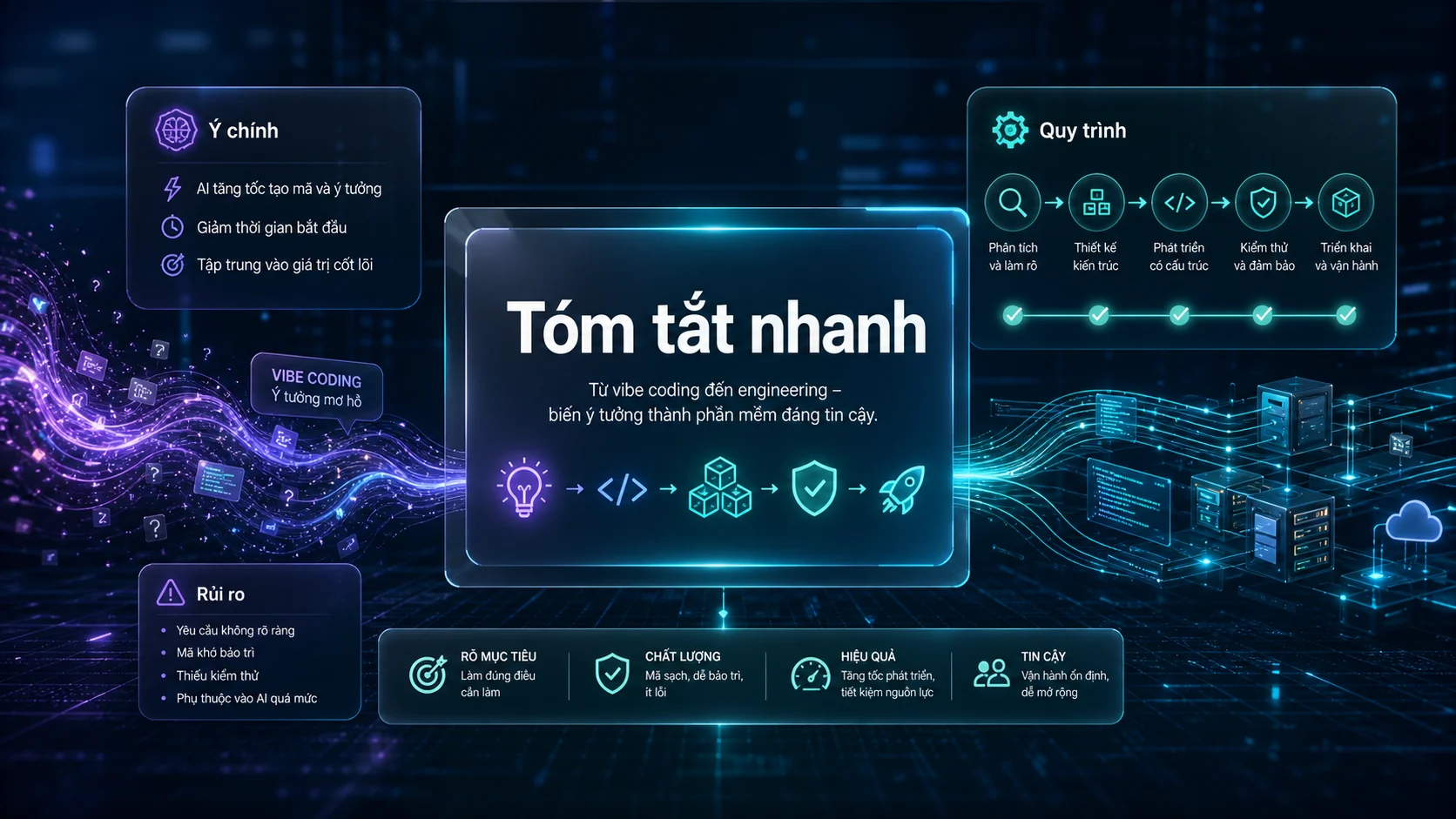 Tóm tắt nhanh trong bài Kiro AI Code là gì? Khi AI coding đi từ vibe coding sang engineering