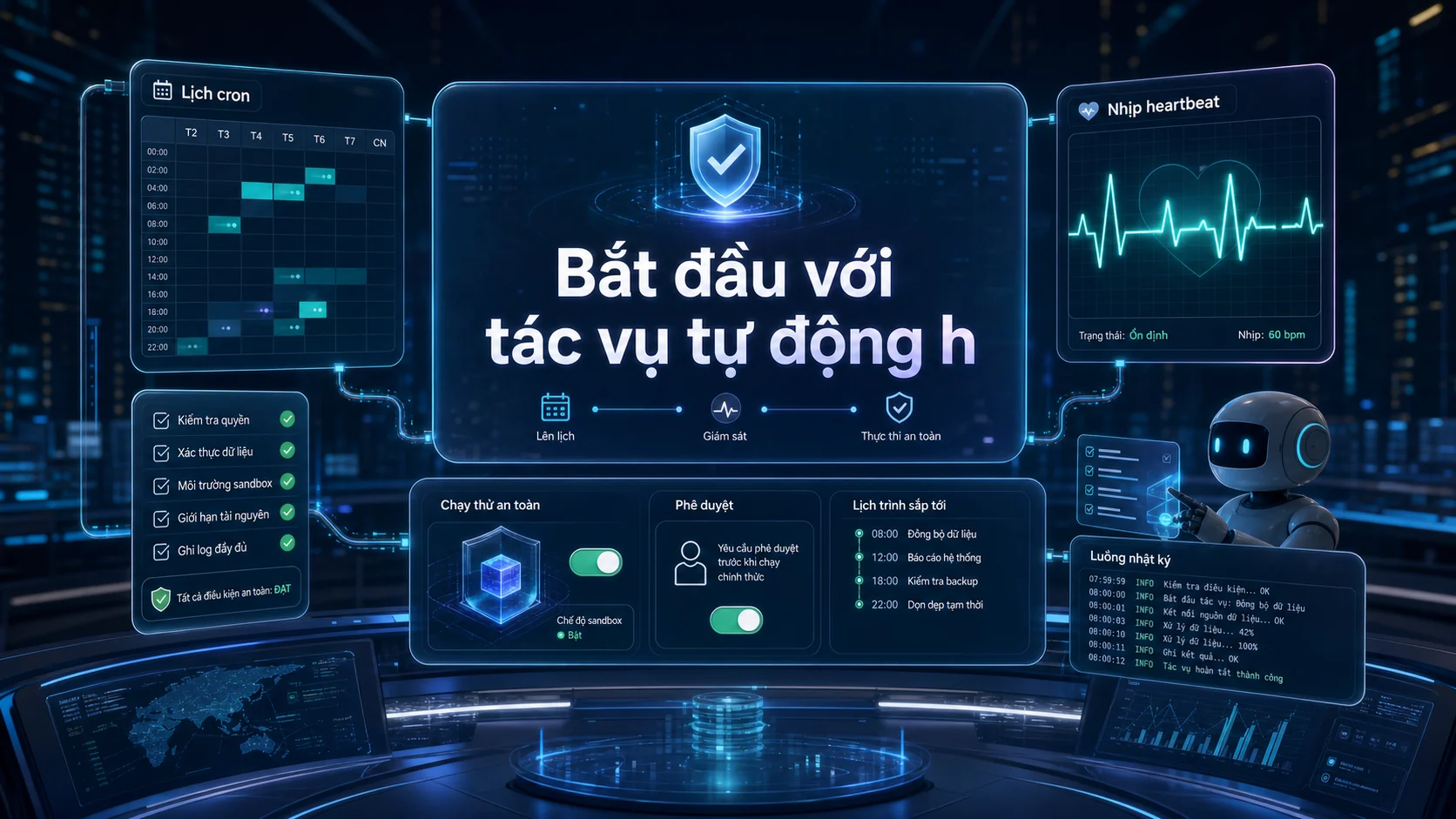 Bắt đầu với tác vụ tự động h trong bài Lịch trình và tự động hóa OpenClaw: dùng cron, heartbeat để biến AI thành trợ lý làm việc định kỳ