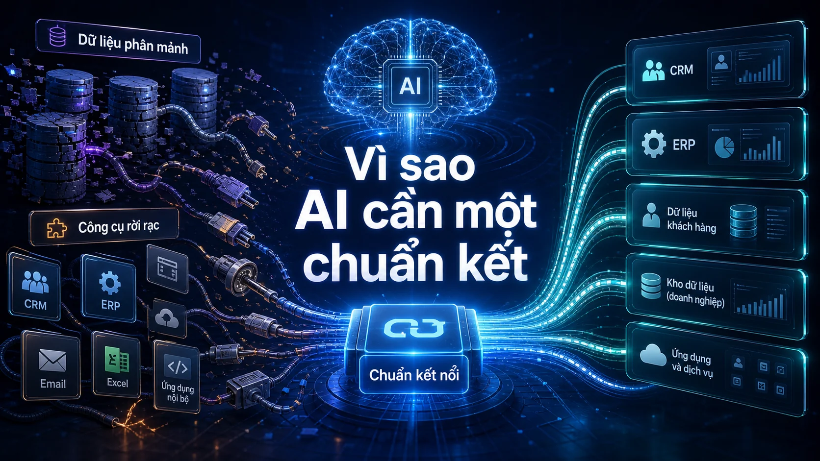 Vì sao AI cần một chuẩn kết trong bài MCP là gì? Vì sao AI có thể kết nối công cụ và dữ liệu doanh nghiệp