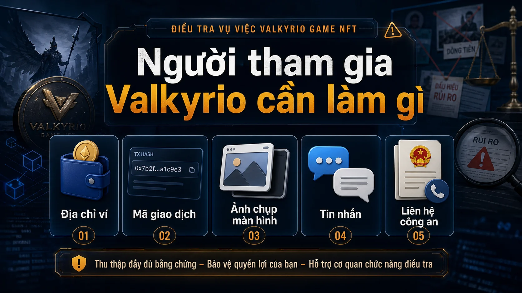 Minh họa checklist lưu giữ bằng chứng cho người từng tham gia Valkyrio