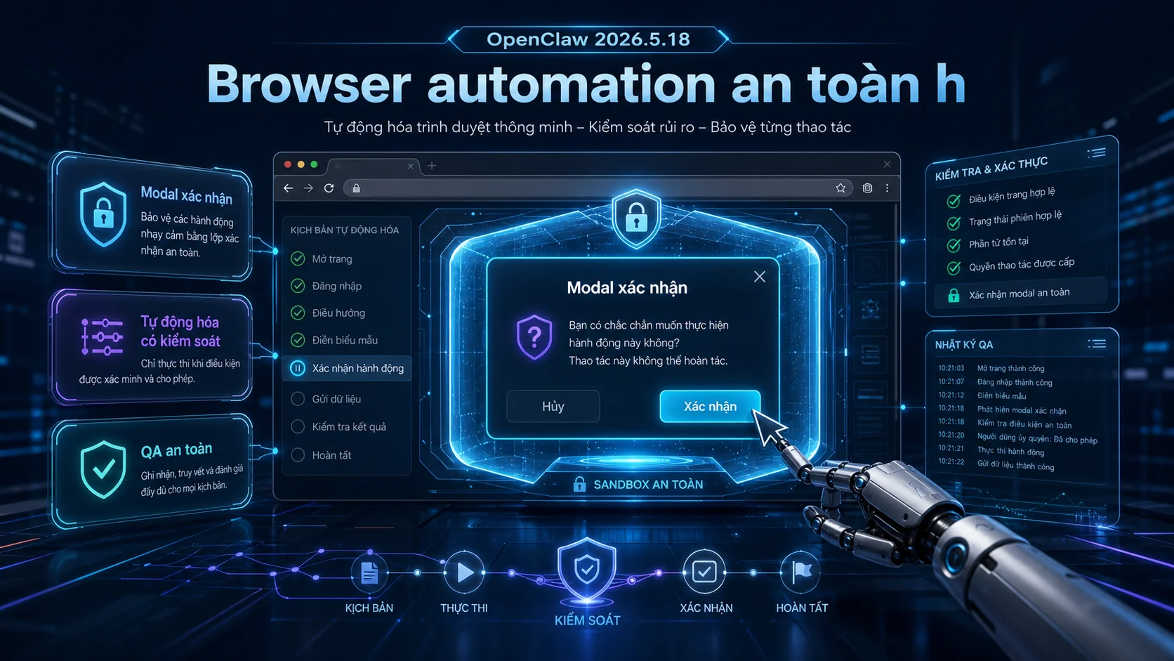 Browser automation an toàn h trong bài OpenClaw 2026.5.18 có gì mới? Cập nhật Gateway, plugin, mobile và QA