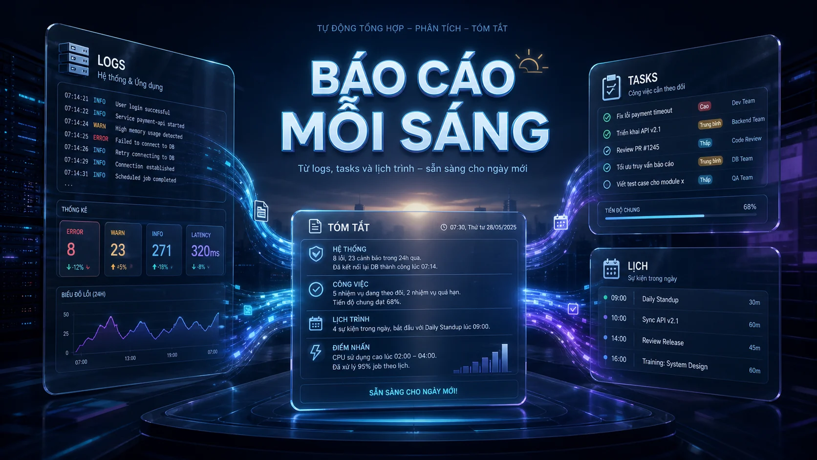 BÁO CÁO MỖI SÁNG - Ví dụ workflow: báo cáo kỹ thuật mỗi sáng trong hướng dẫn OpenClaw