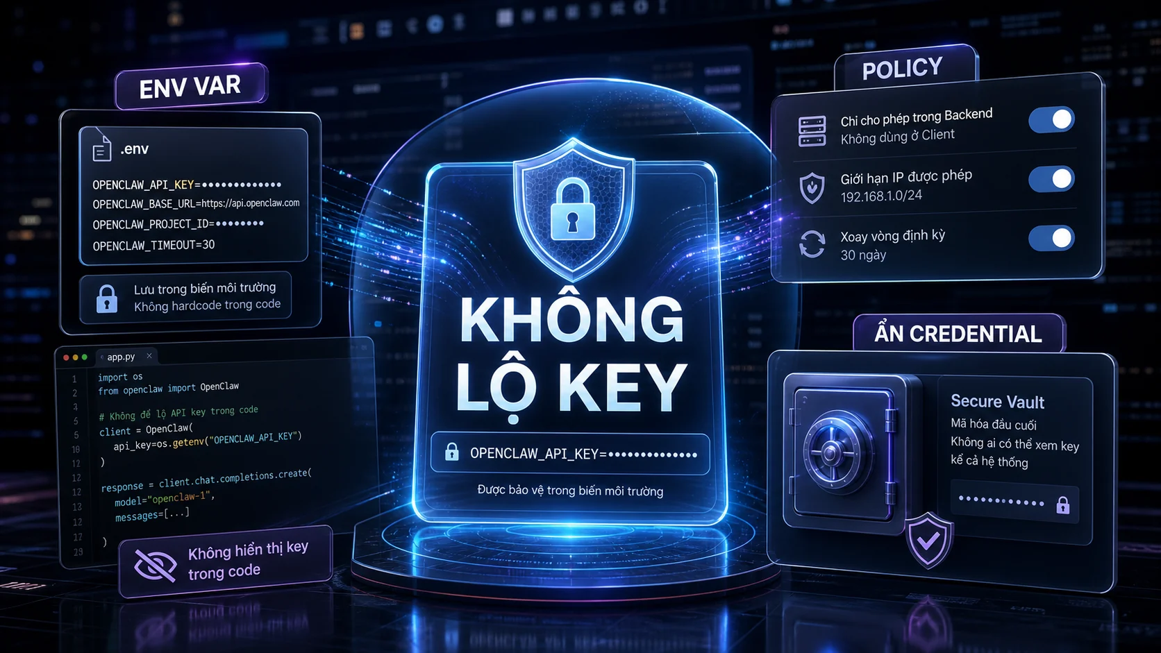 KHÔNG LỘ KEY - Bảo mật API key khi dùng OpenClaw trong hướng dẫn OpenClaw