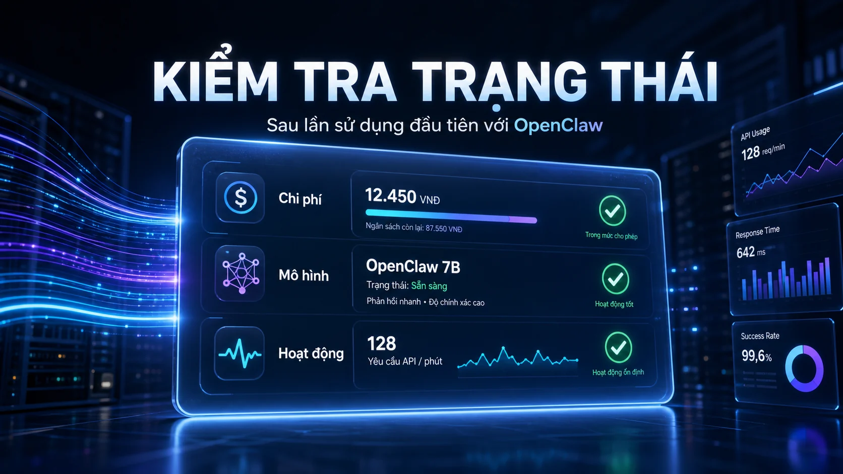 KIỂM TRA TRẠNG THÁI - Phút 10: kiểm tra chi phí và trạng thái sau lần dùng đầu trong hướng dẫn OpenClaw