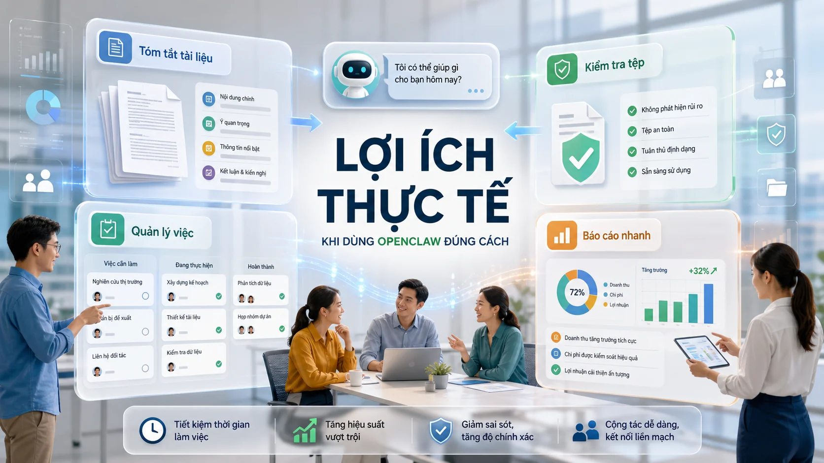 LỢI ÍCH THỰC TẾ - Lợi ích thực tế khi dùng OpenClaw đúng cách trong bài OpenClaw là gì