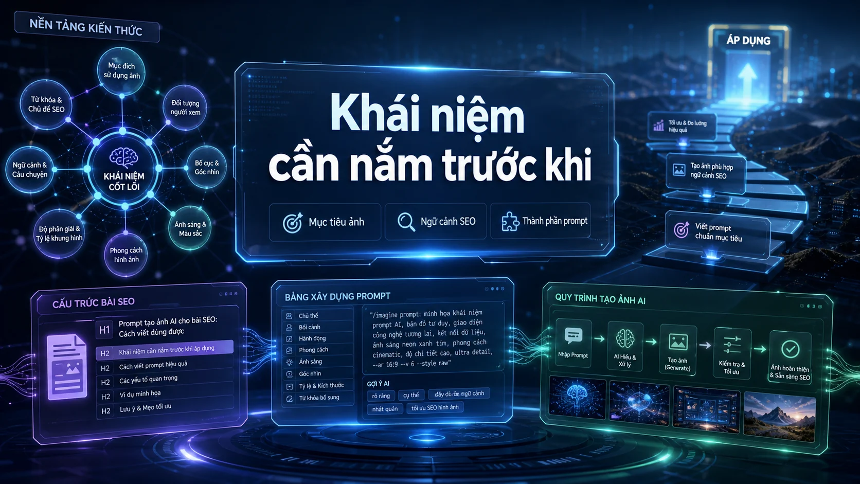 Khái niệm cần nắm trước khi trong bài Prompt tạo ảnh AI cho bài SEO: Cách viết dùng được