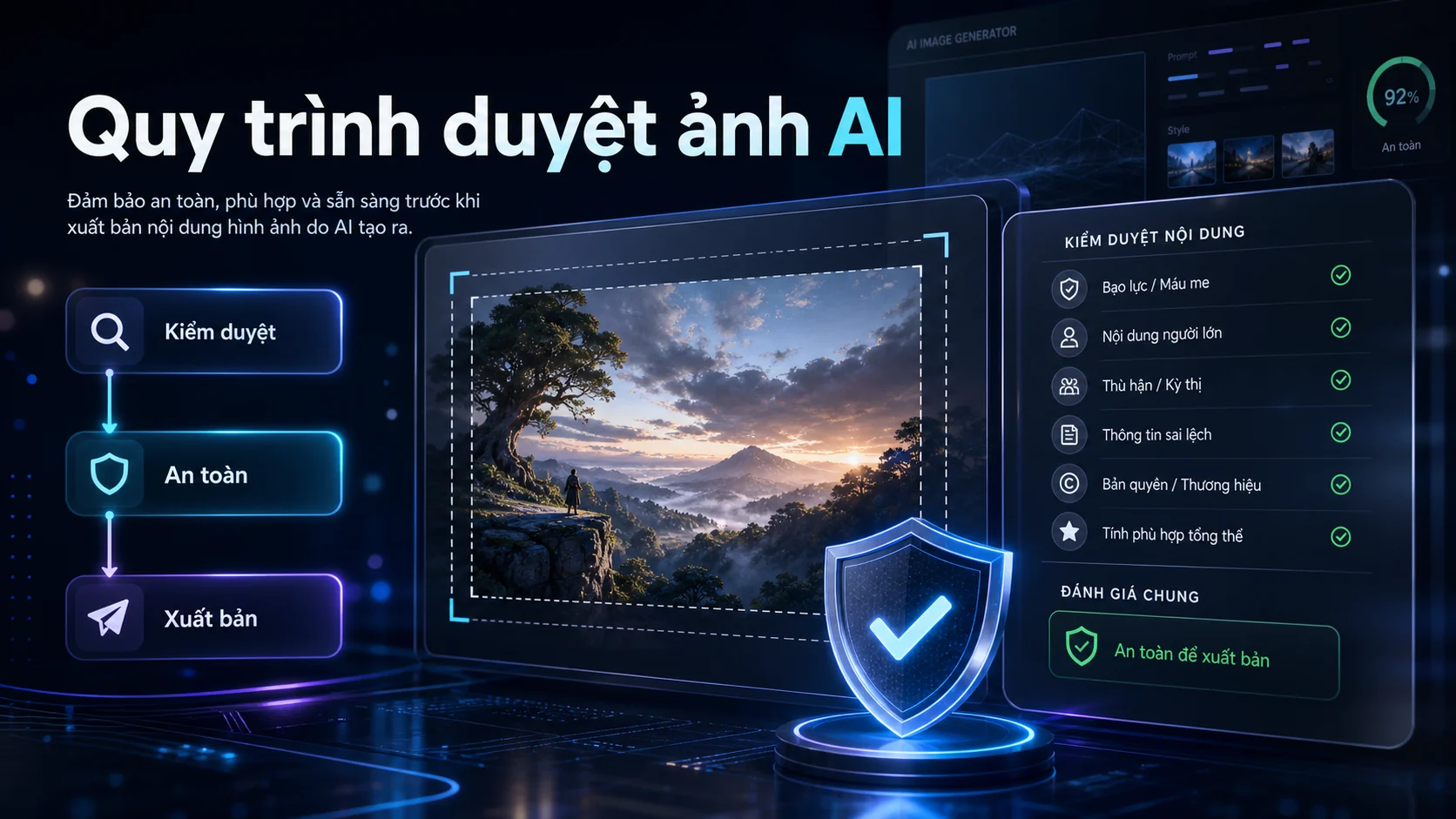 Quy trình duyệt ảnh AI an toàn trước khi xuất bản