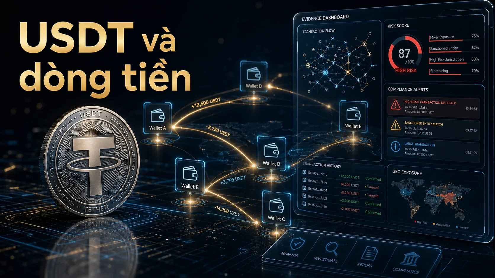 USDT và dấu vết dòng tiền trong vụ án