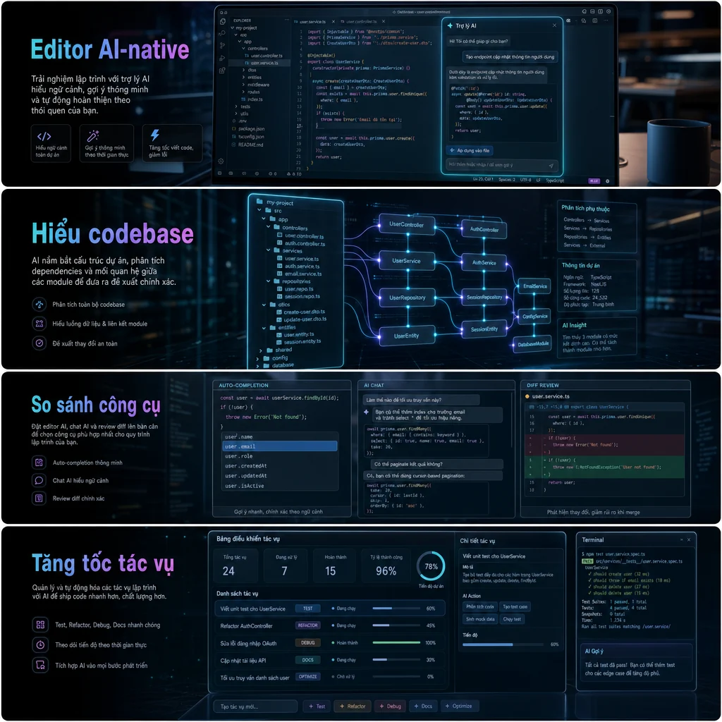 So sánh Cursor AI với VS Code và GitHub Copilot