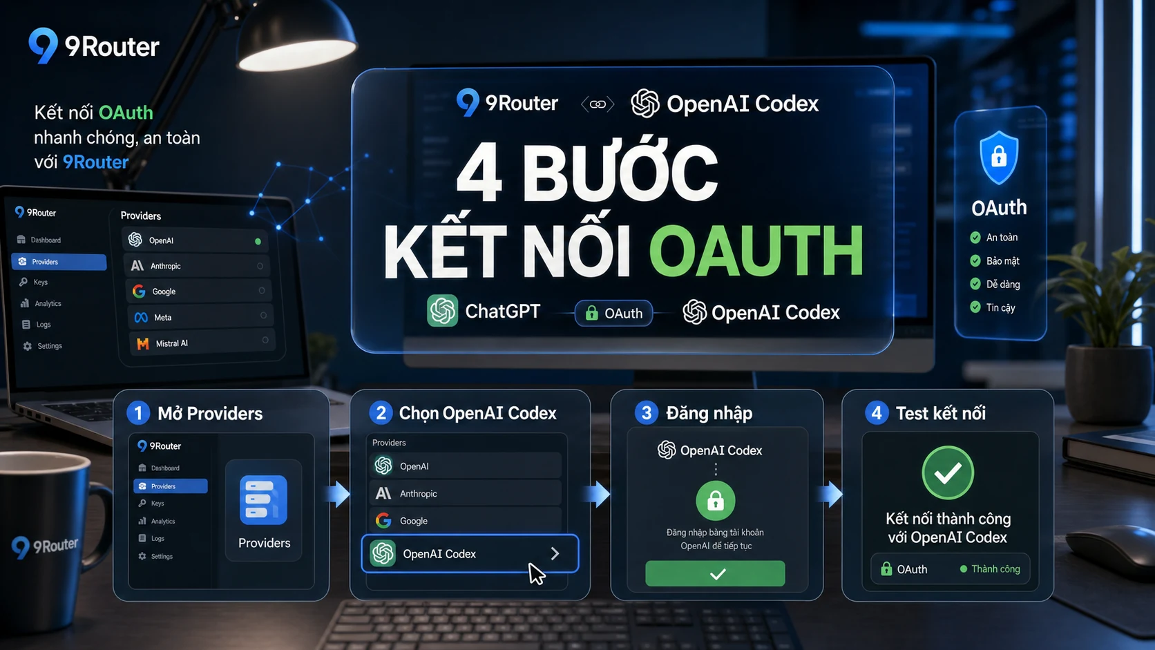 Các bước kết nối OAuth trong 9Router
