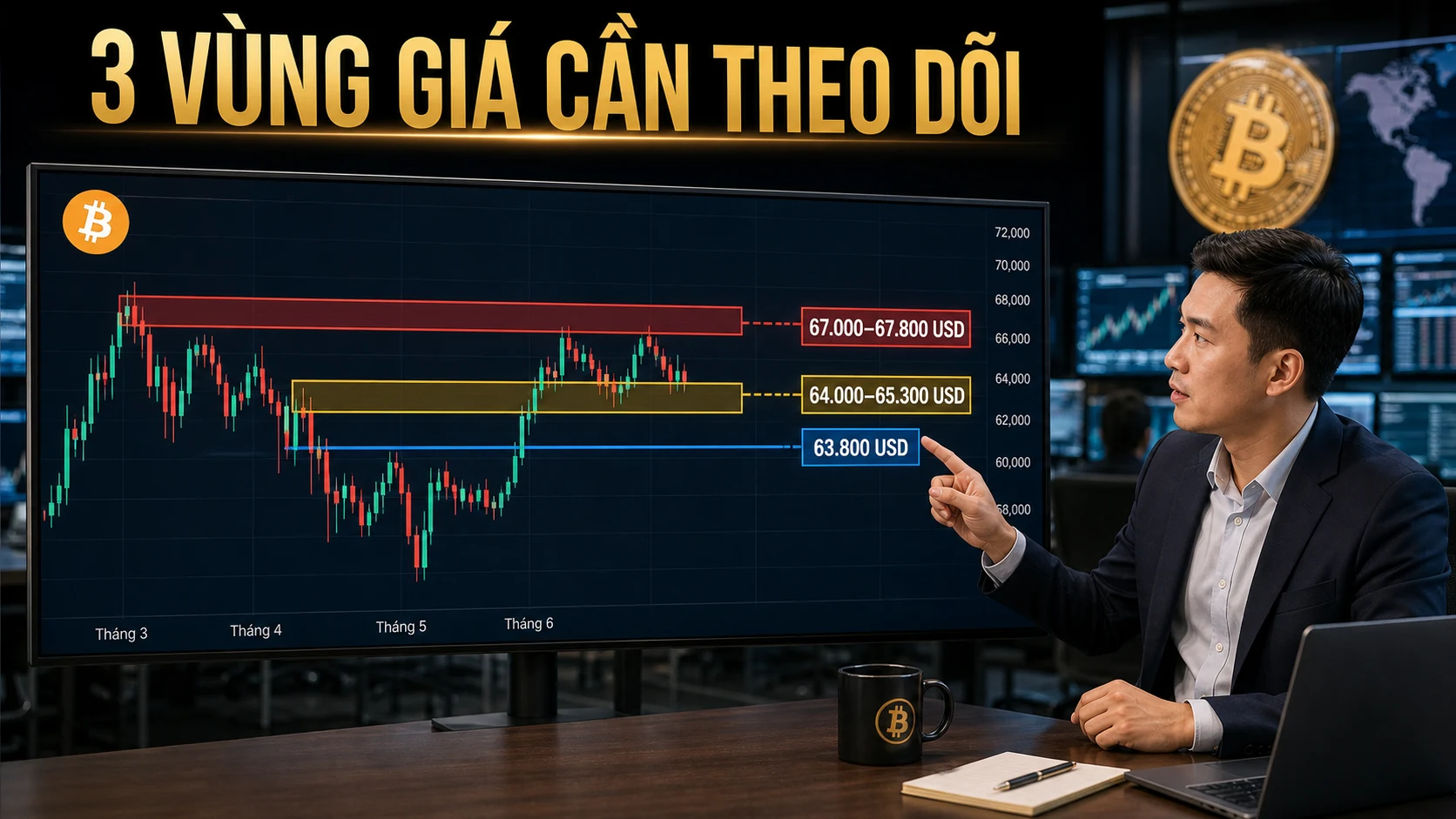 Ba vùng giá Bitcoin cần theo dõi
