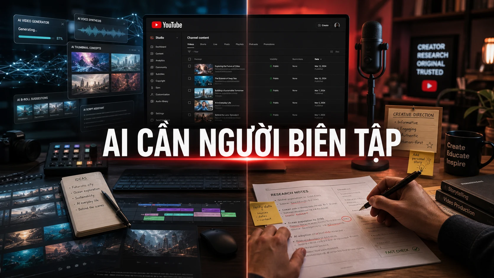 AI cần người biên tập khi làm video YouTube