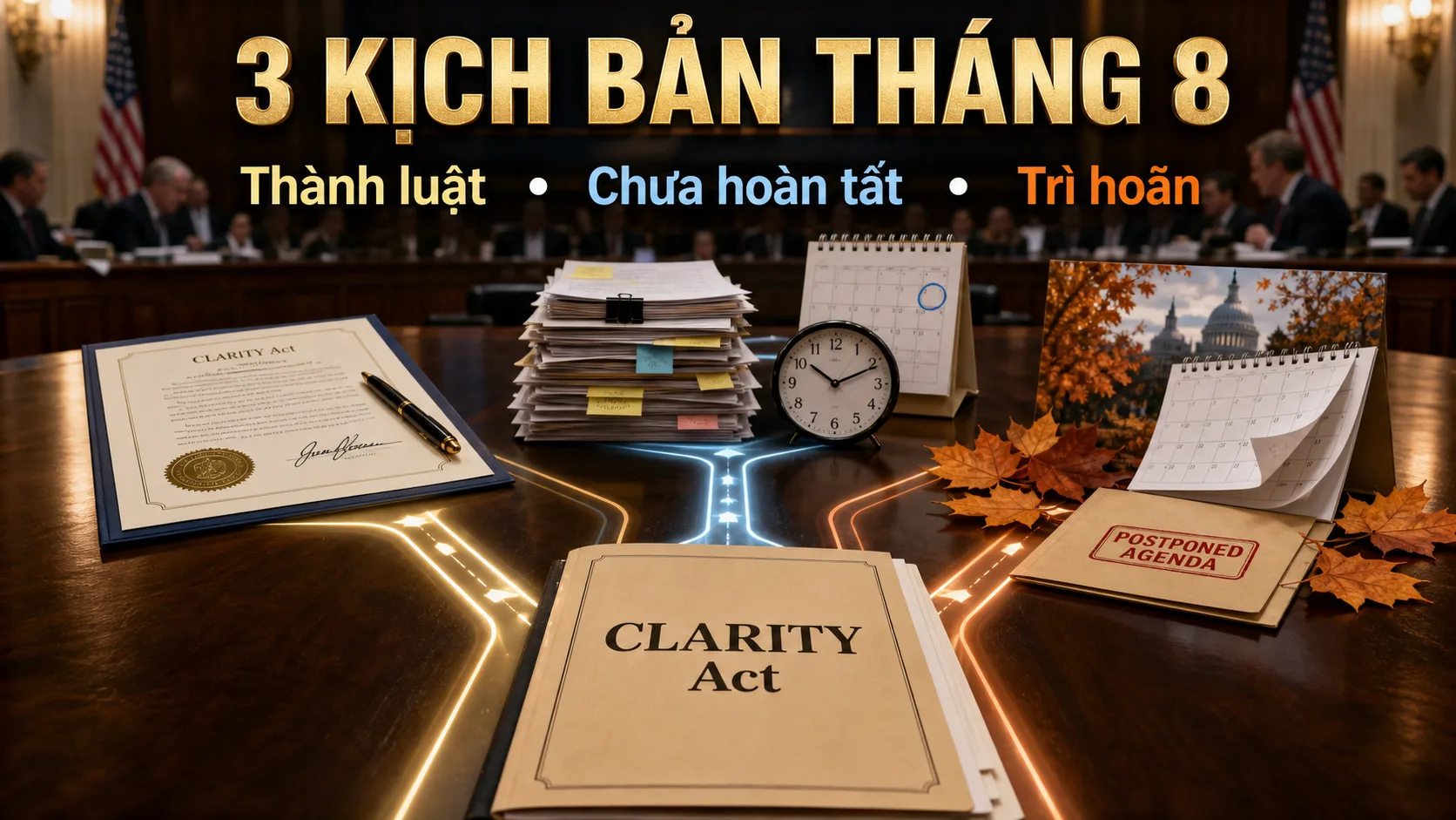 Ba kịch bản CLARITY Act trong tháng 8/2026