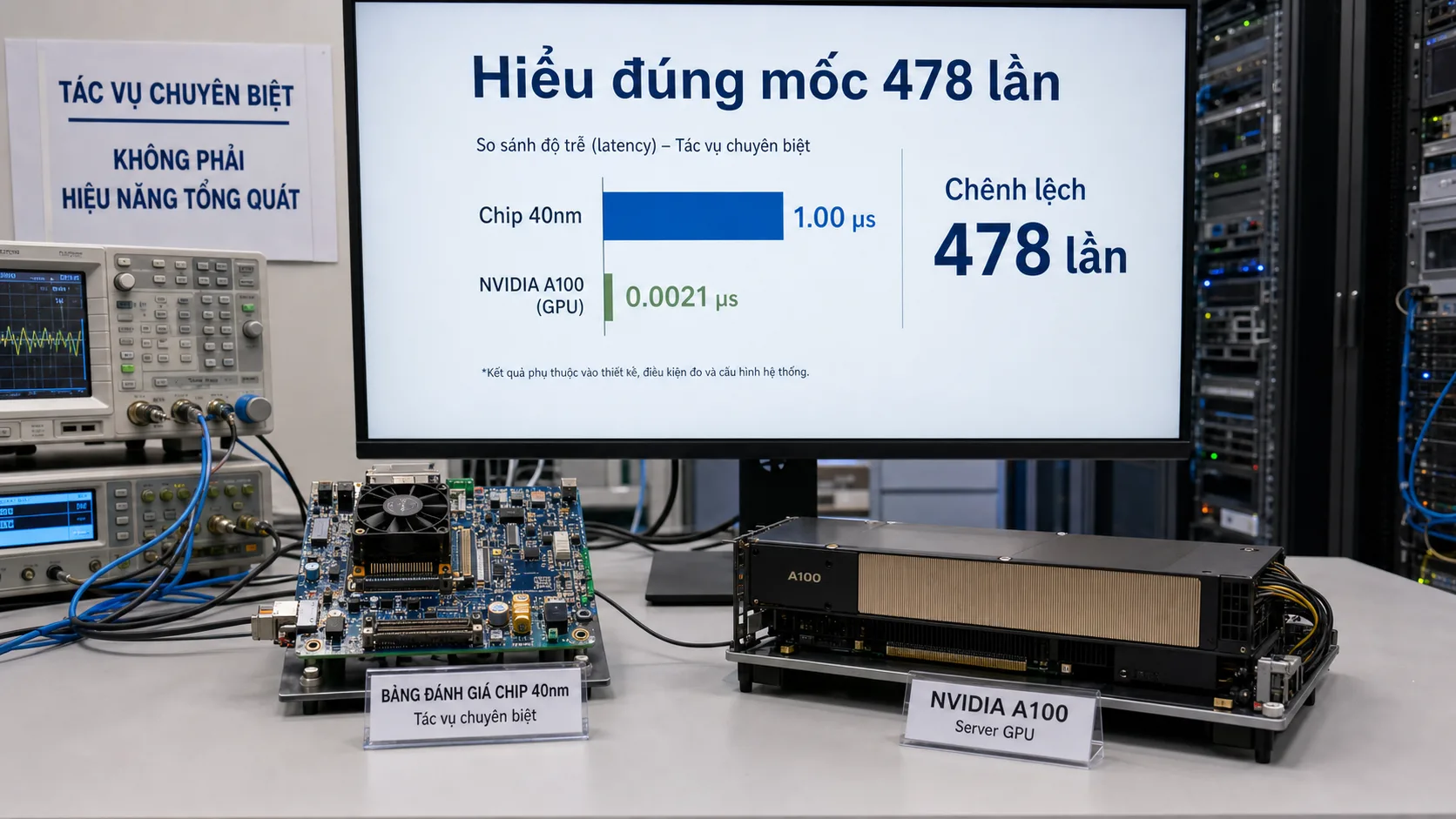 Hiểu đúng benchmark chip 40nm nhanh hơn A100 478 lần